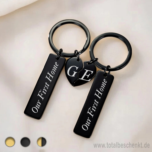 Paar Anhänger mit halben Herz Schwarz