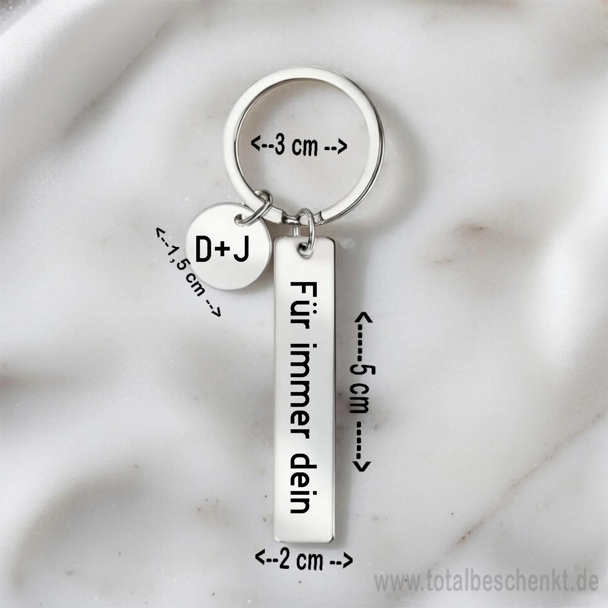 Doppelt Schlüsselanhänger Länglich und rund mit Maße