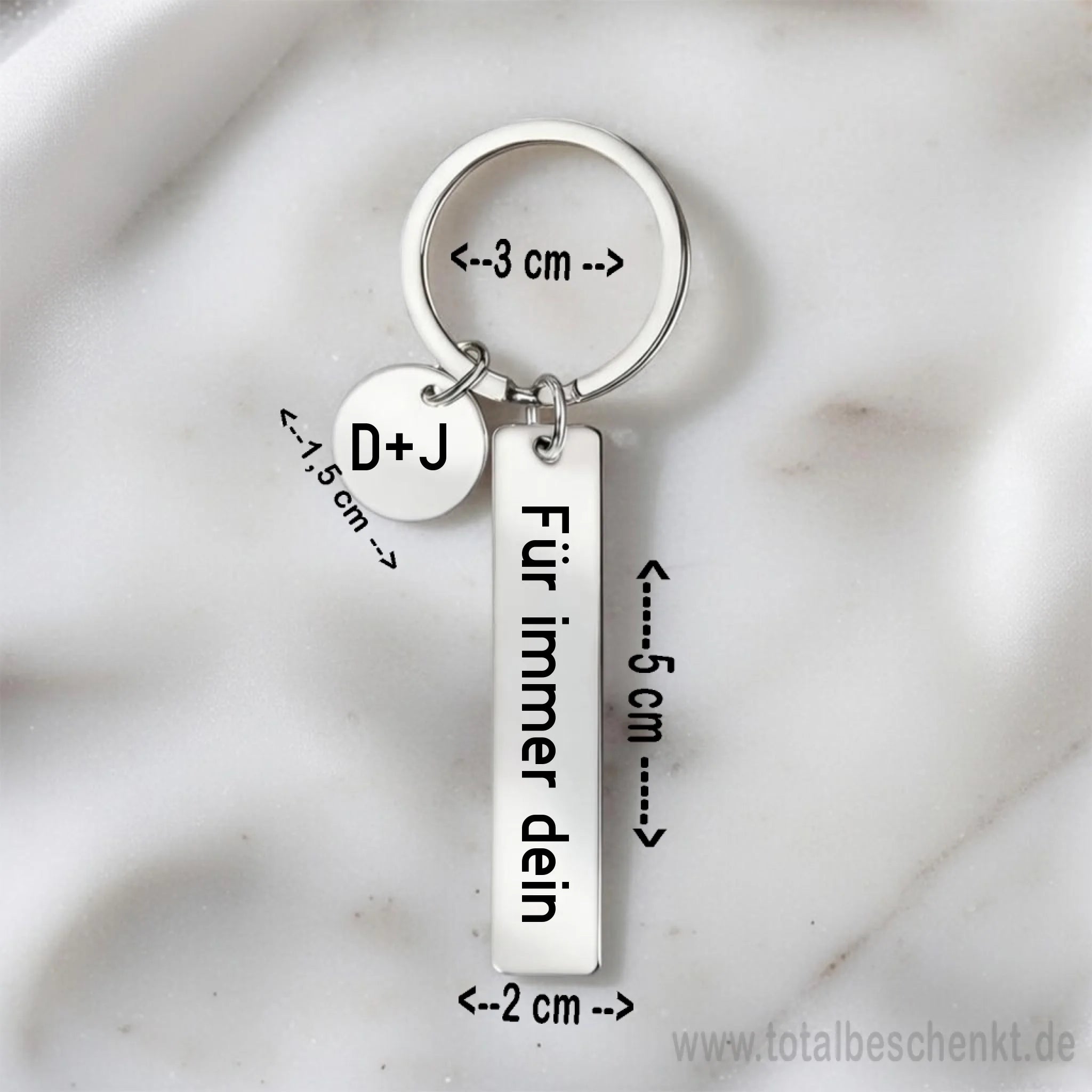Doppelt Schlüsselanhänger Länglich und rund mit Maße