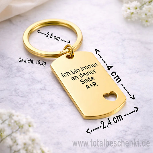 Schlüssel Anhänger mit Herz mit Maße