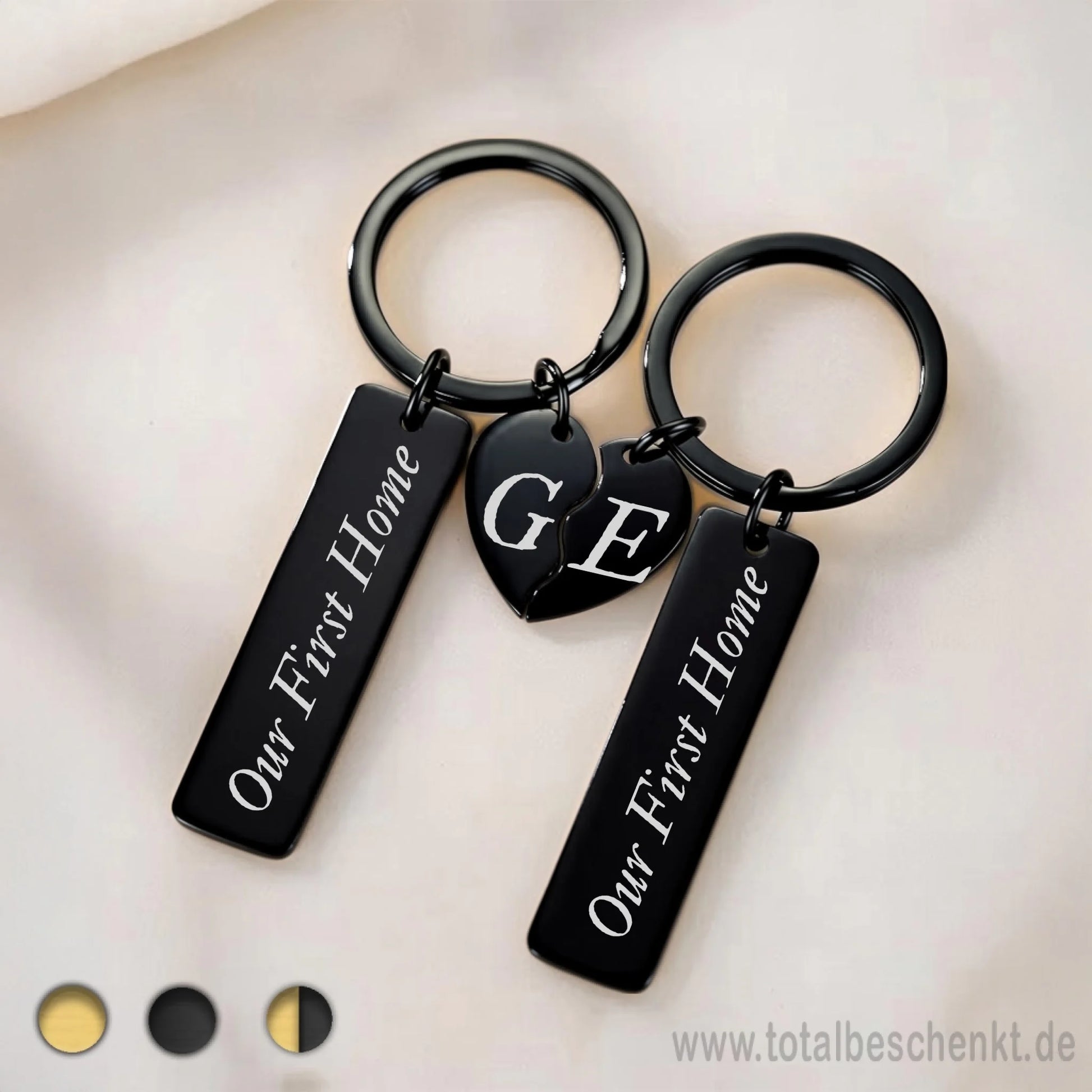 Paar Anhänger mit halben Herz Schwarz