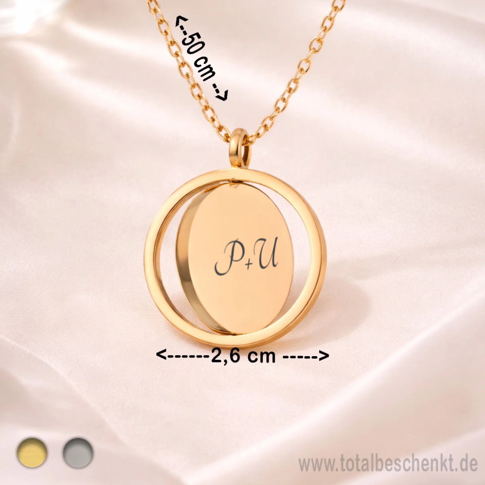 Frauen Kette drehbar Gold Maße