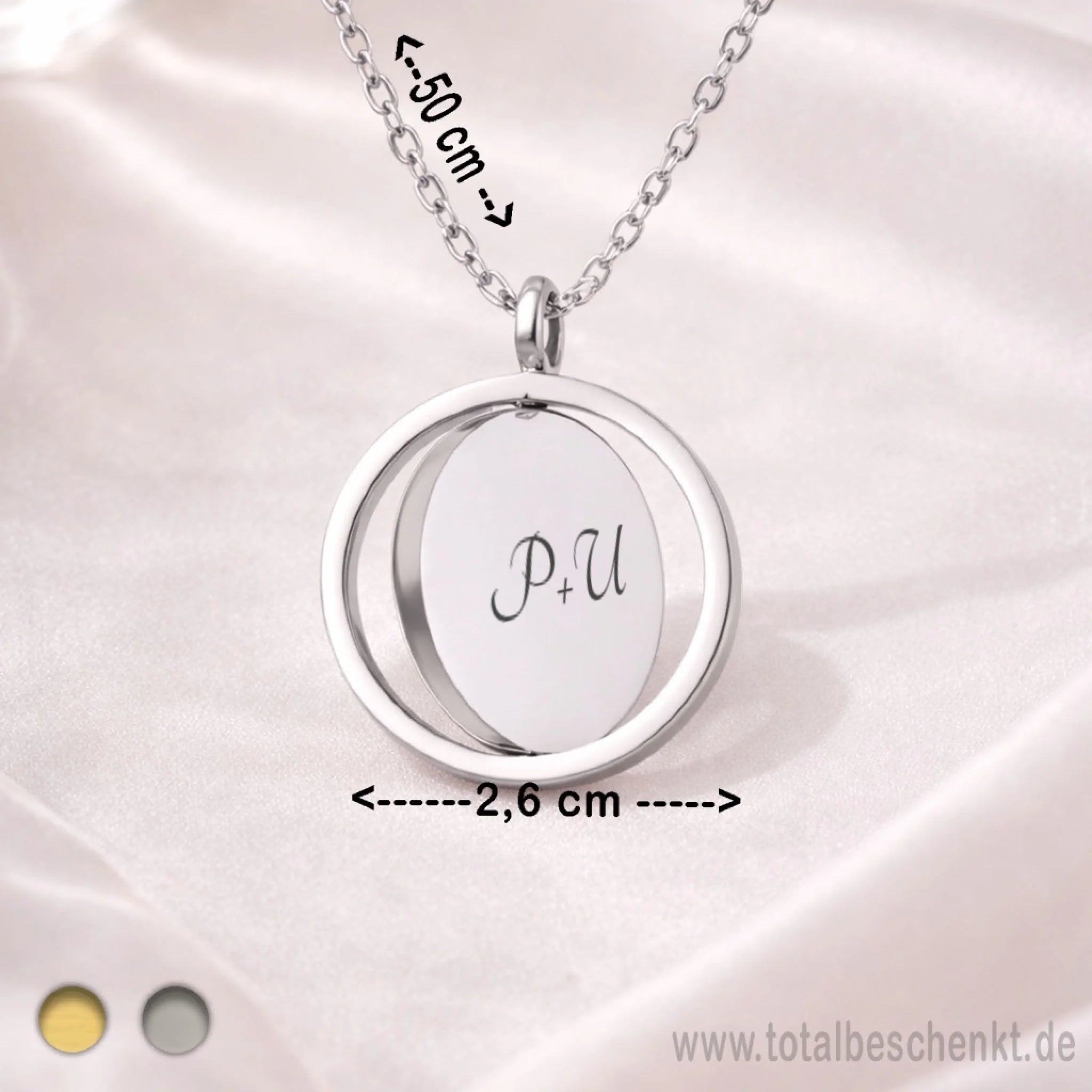 Frauen Kette drehbar Silber Maße