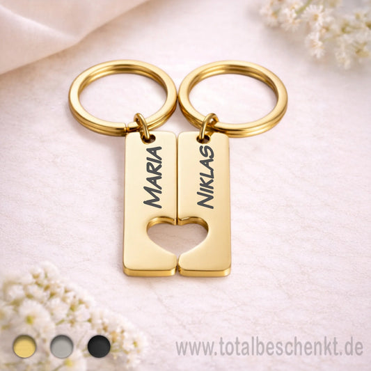 2Herz Schlüsselanhänger Gold