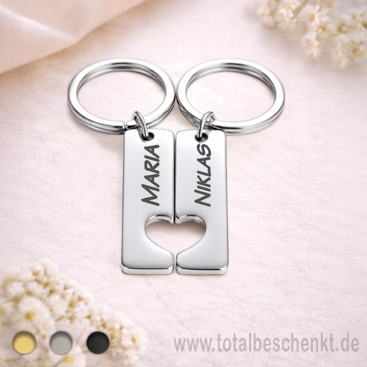 2Herz Schlüsselanhänger Silber