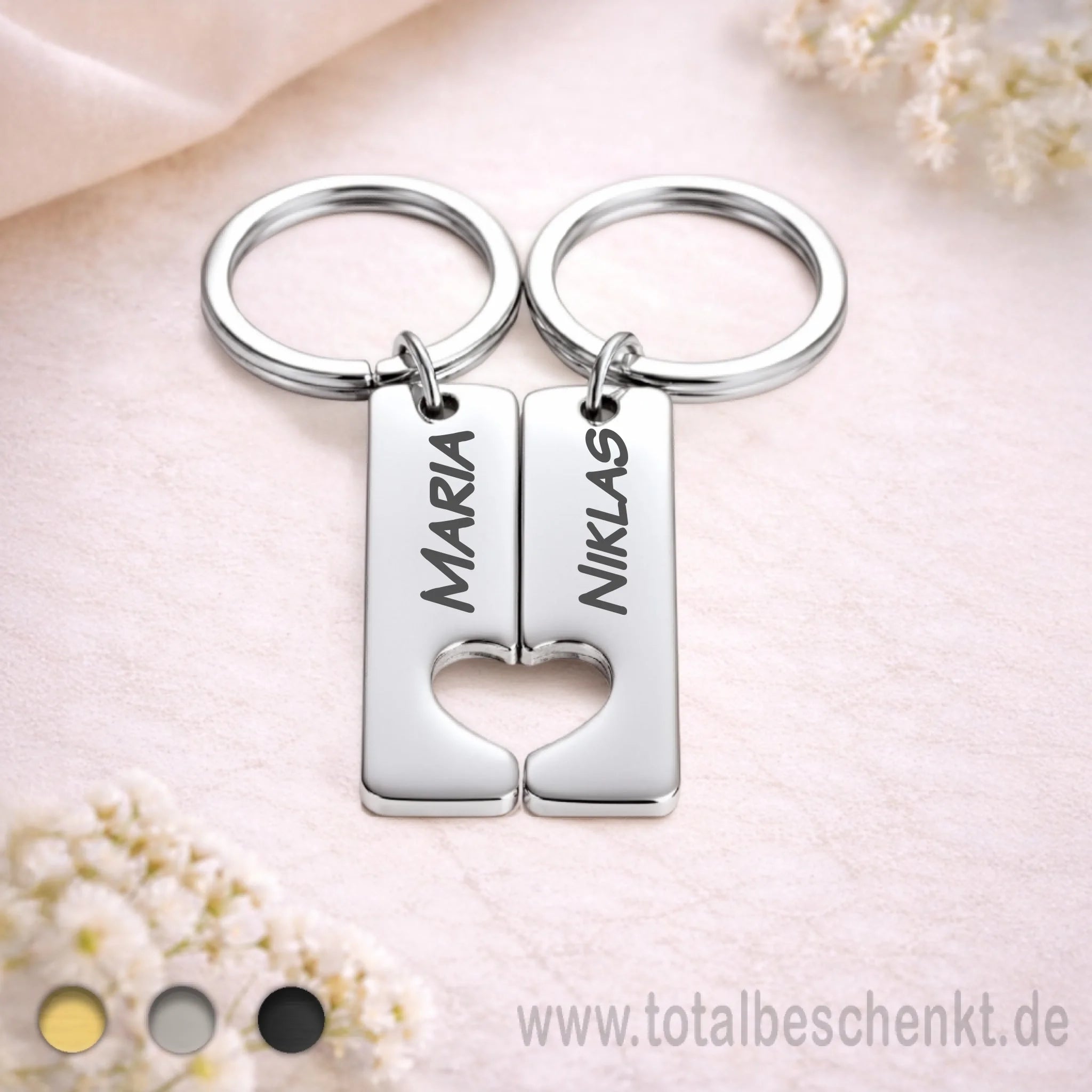 2Herz Schlüsselanhänger Silber