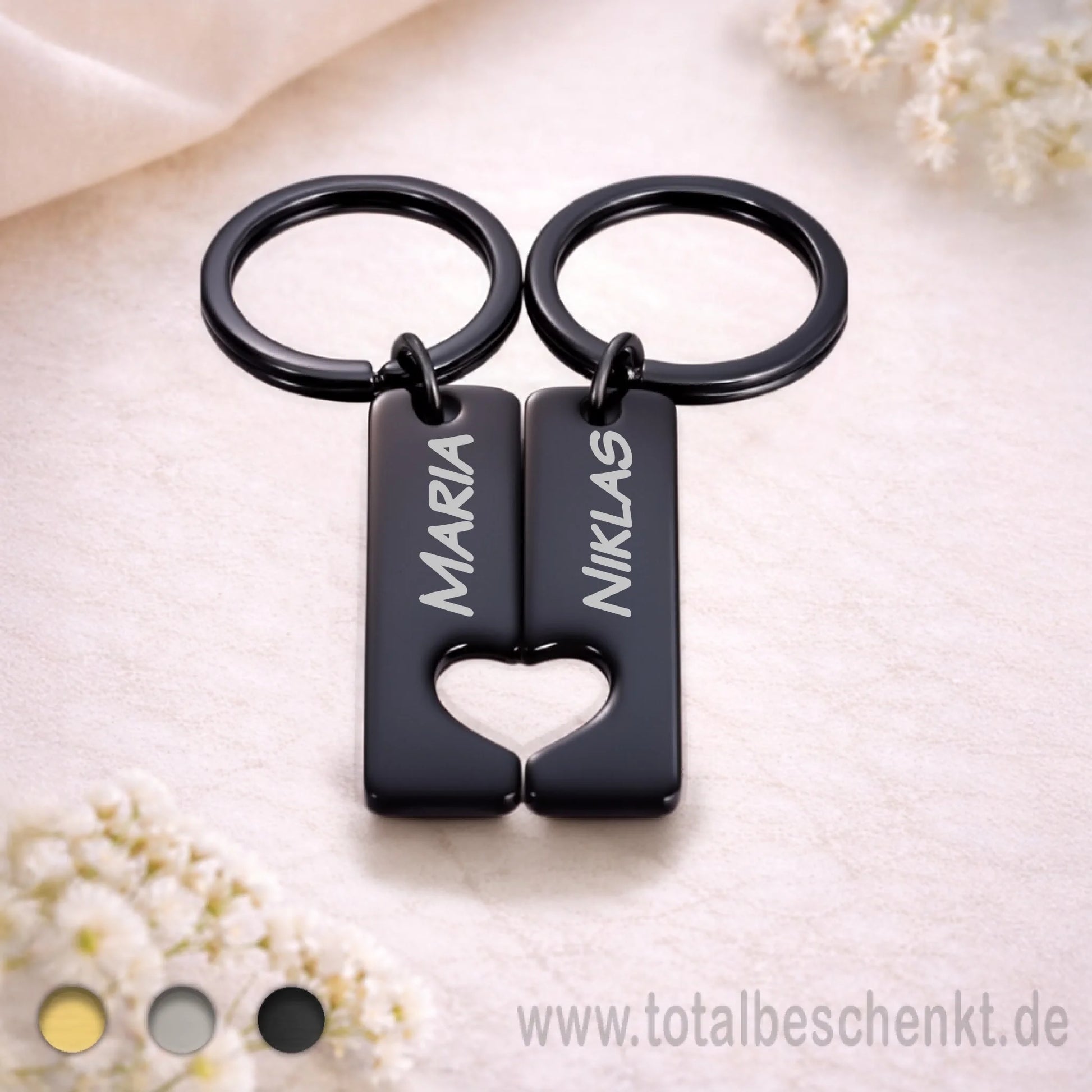 2Herz Schlüsselanhänger Schwarz