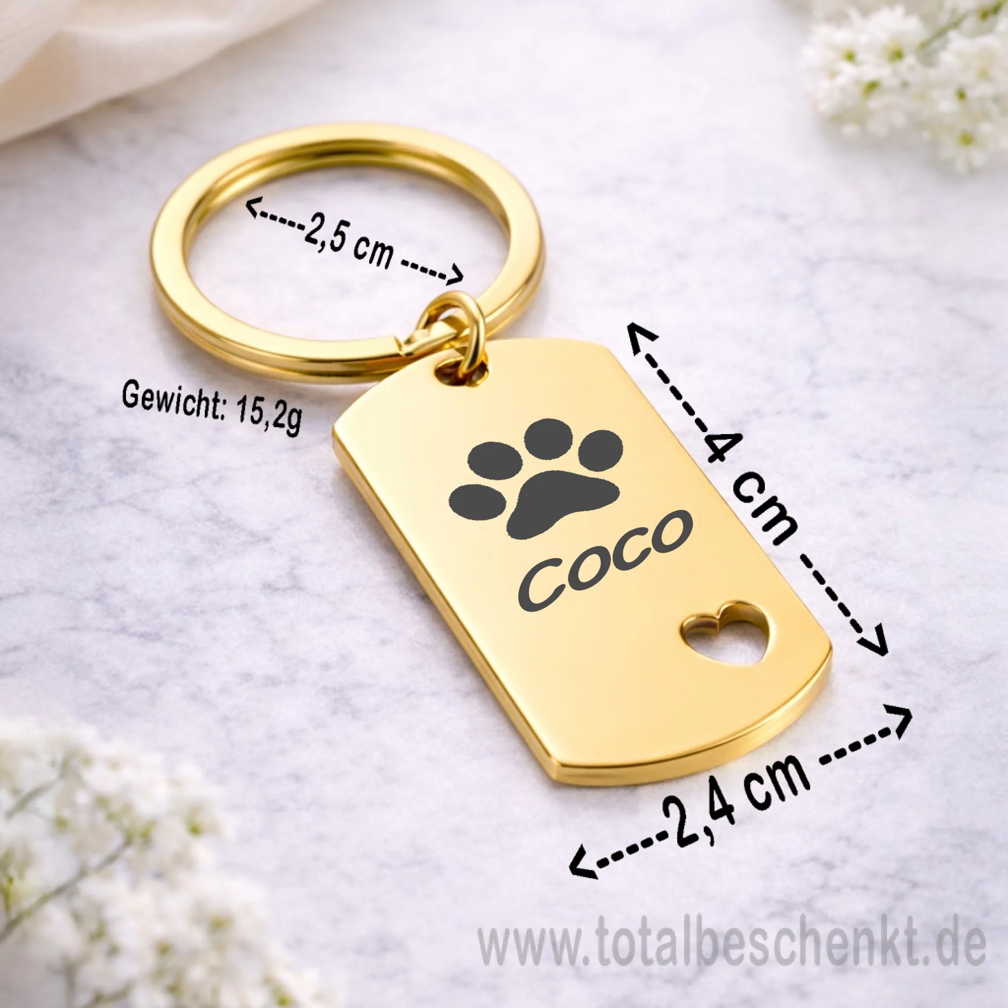 Schlüssel Anhänger mit Herz mit Maße