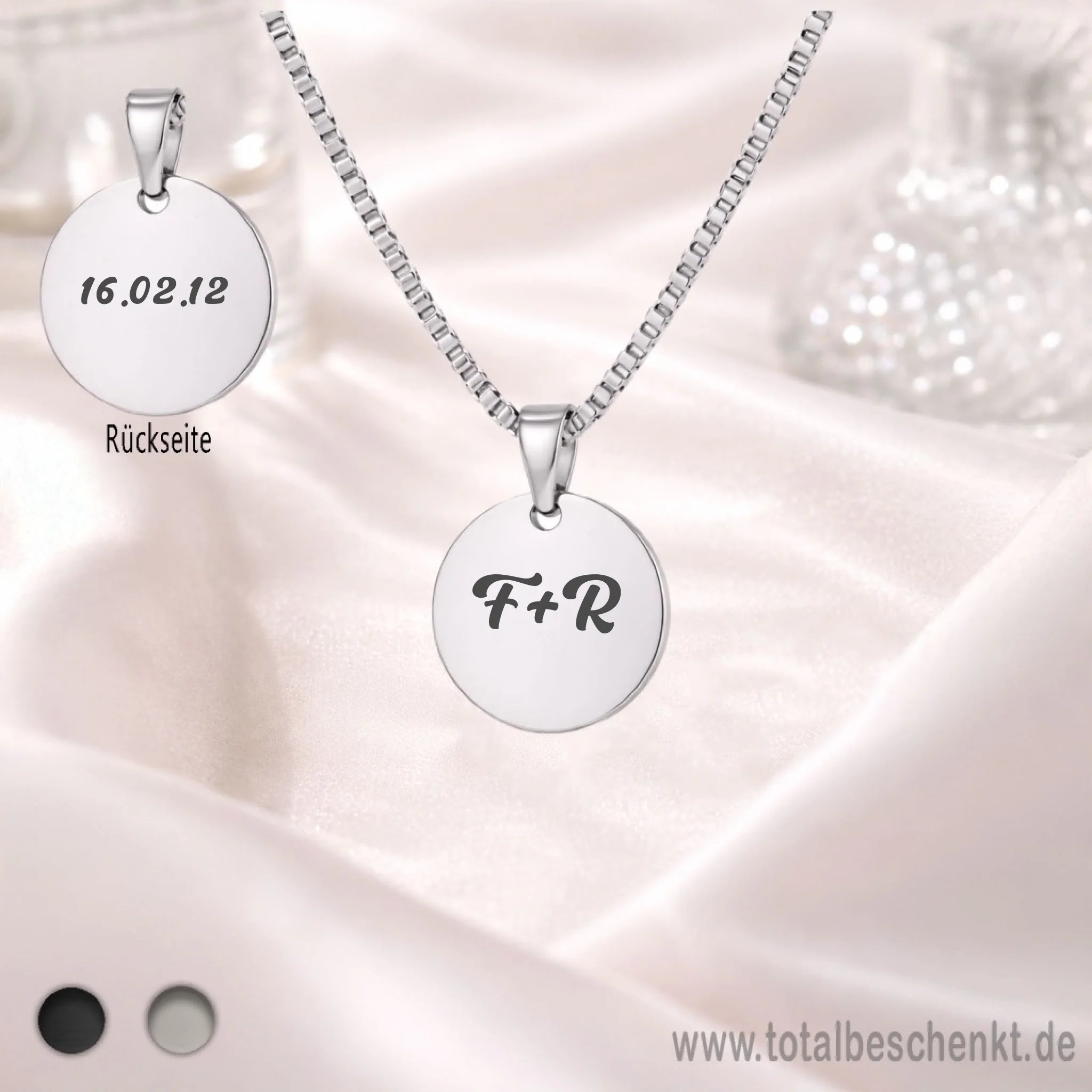 Runde Herrenkette silber Back