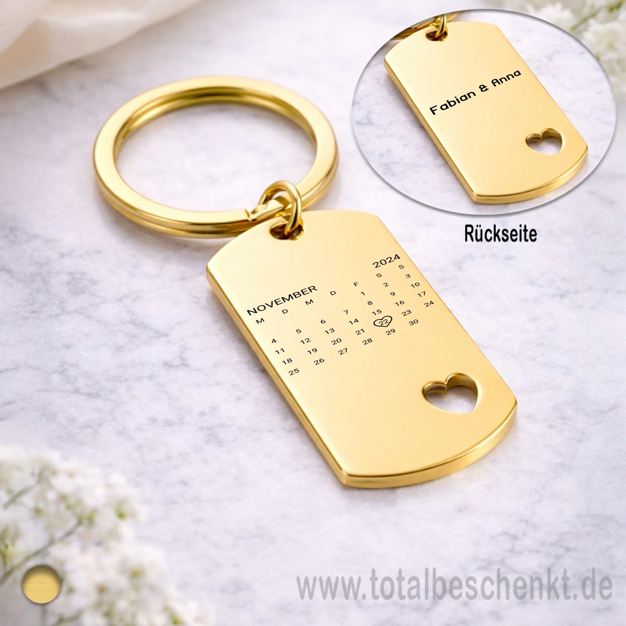 Schlüssel Anhänger mit Herz mit Rückseite