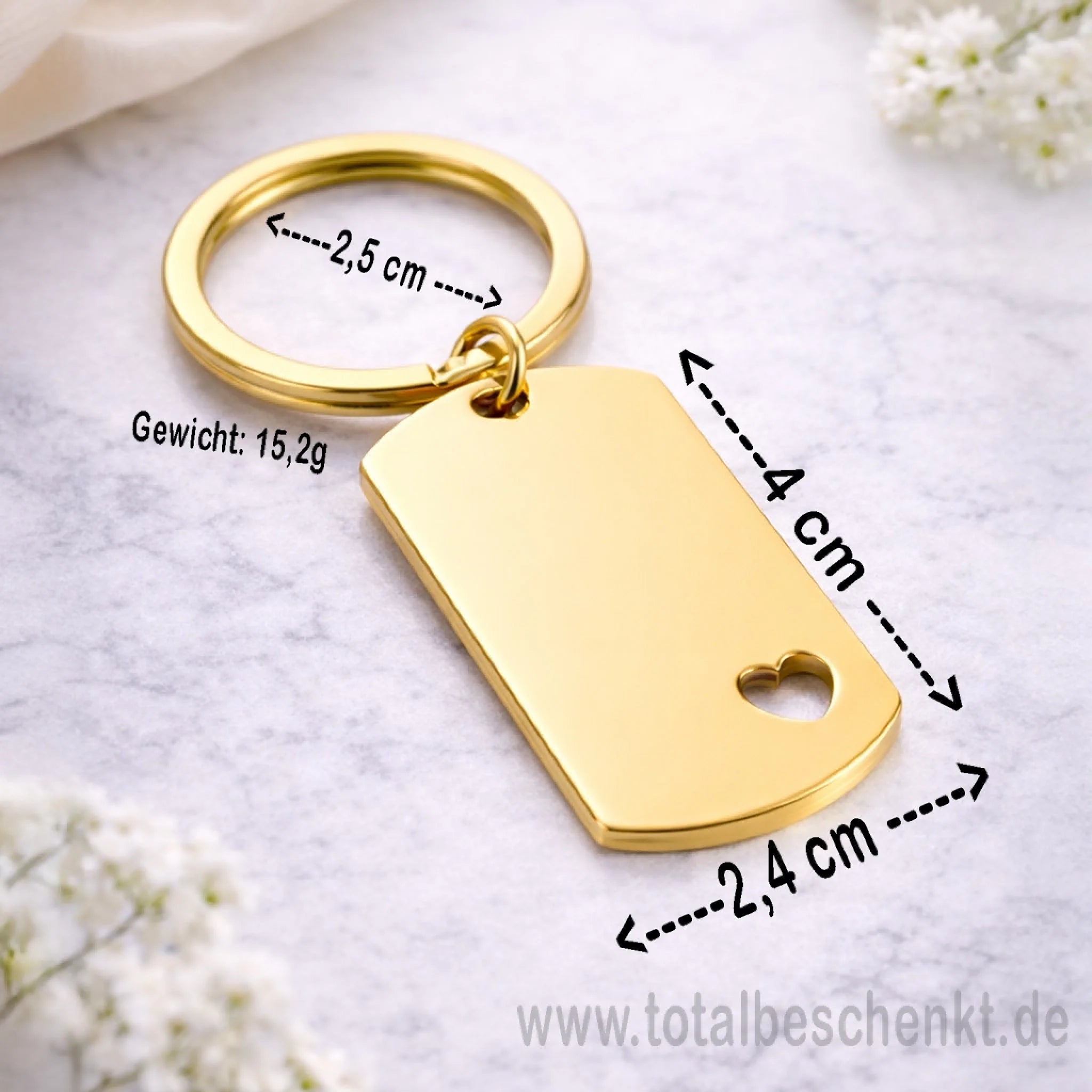 Schlüssel Anhänger mit Herz mit Maße
