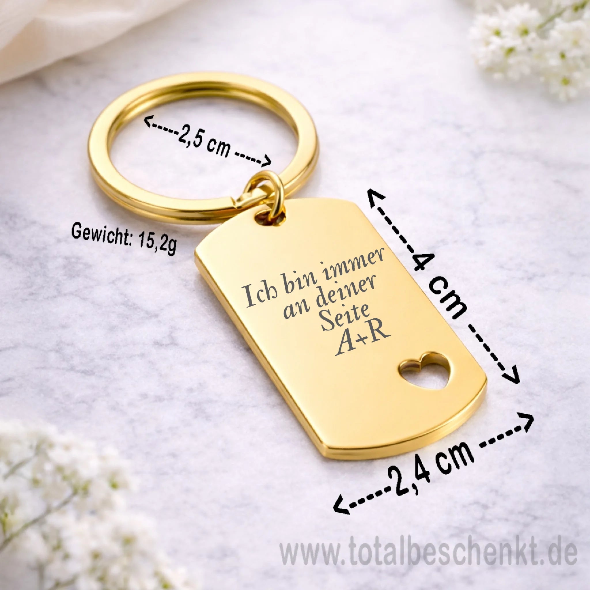 Schlüssel Anhänger mit Herz mit Maße
