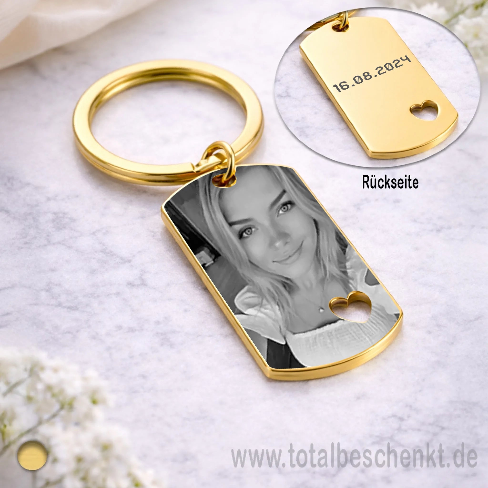 Schlüssel Anhänger mit Herz mit Rückseite