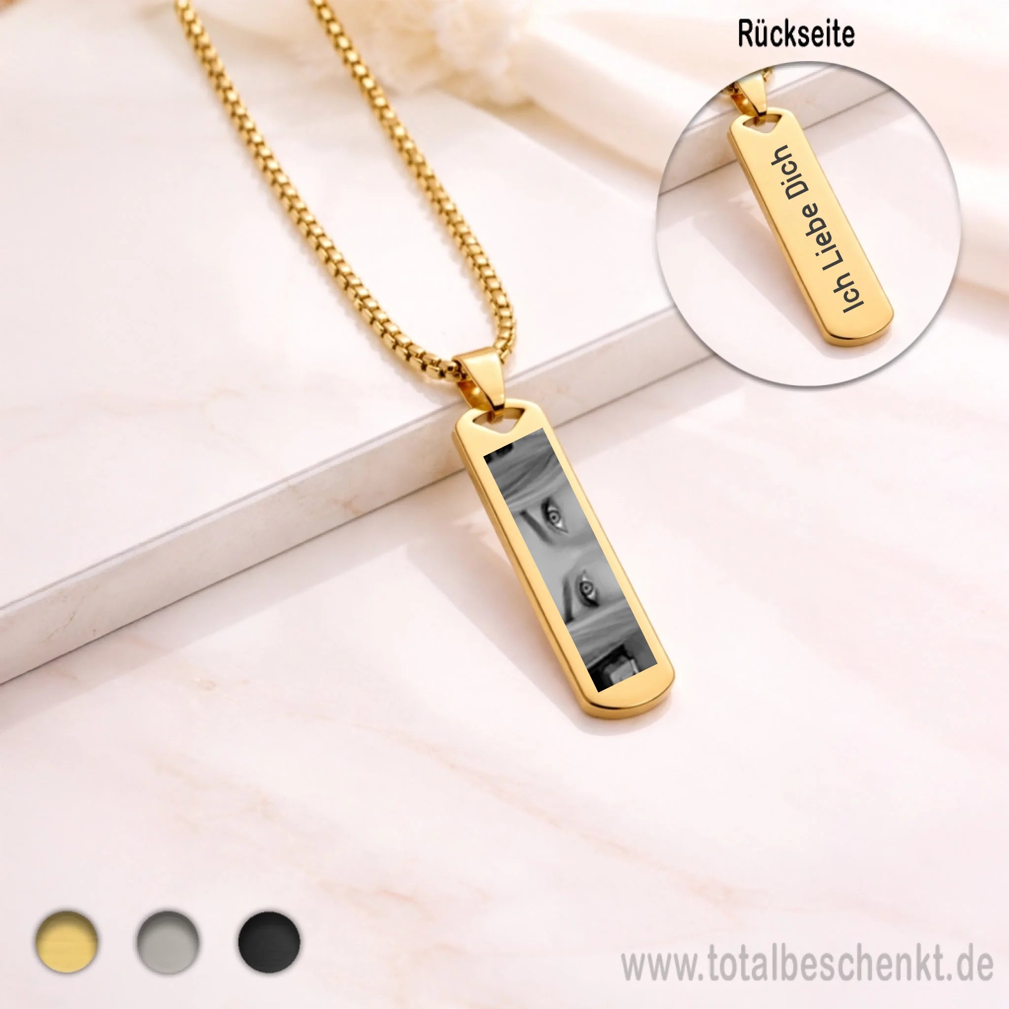 Längliche Herrenkette Gold mit Rückseite