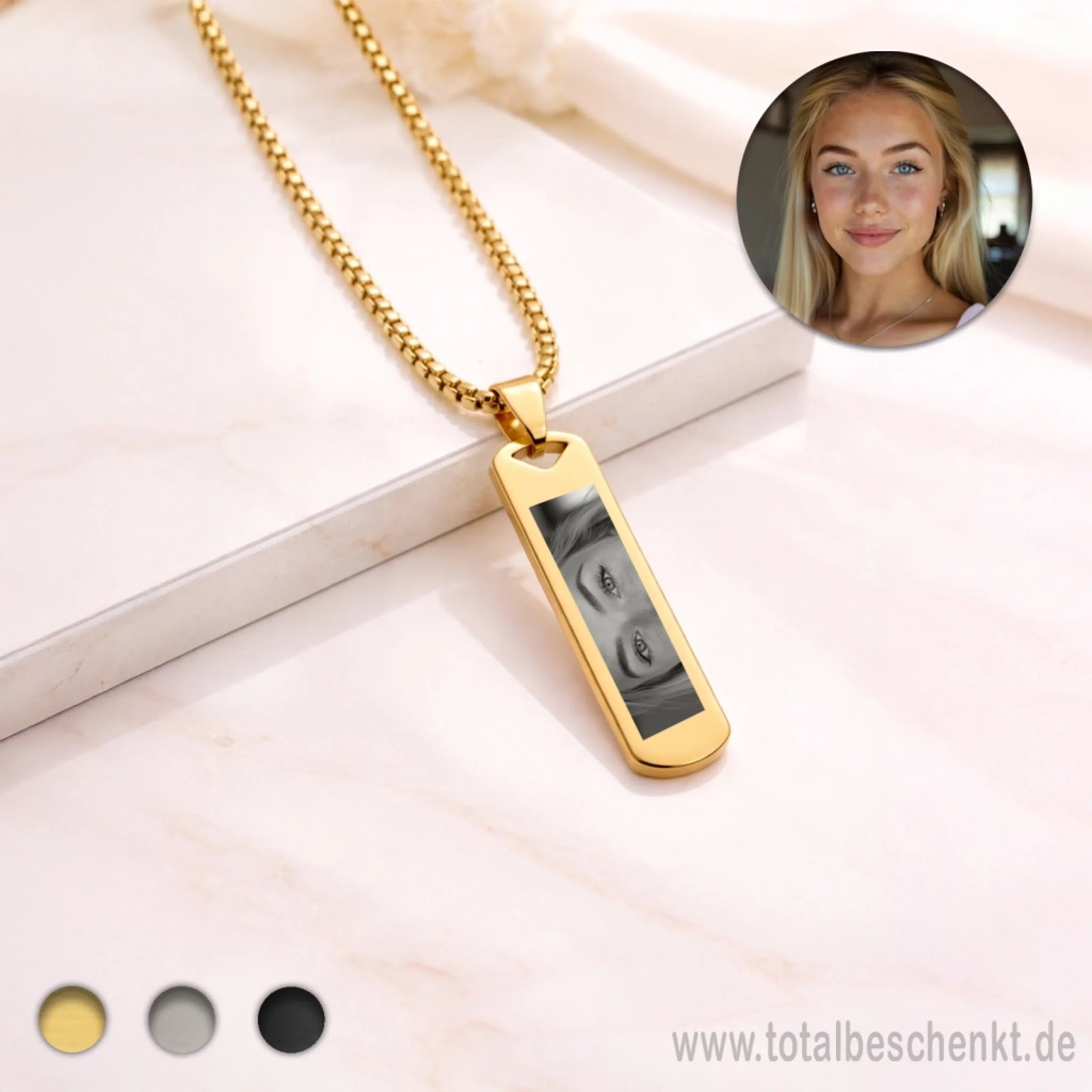 Längliche Herrenkette Gold mit Augen