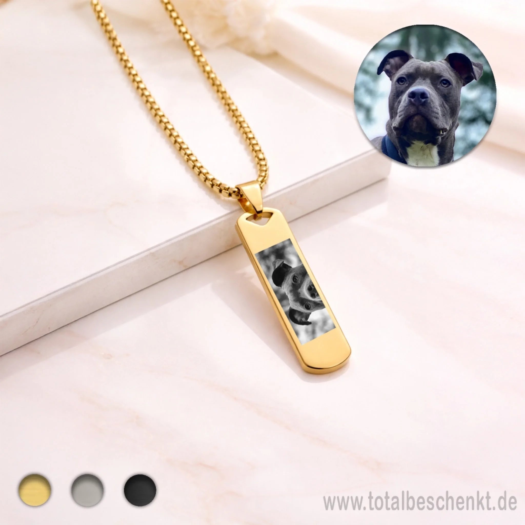 Längliche Herrenkette Gold mit Hund