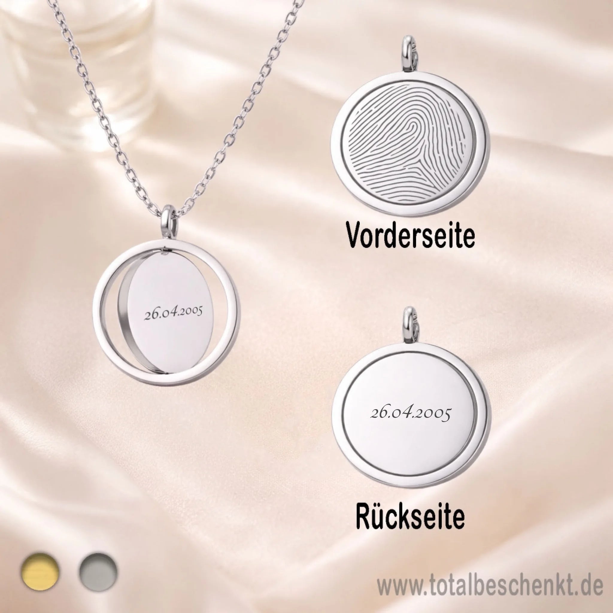 Frauen Kette drehbar SilberFingerabdruck