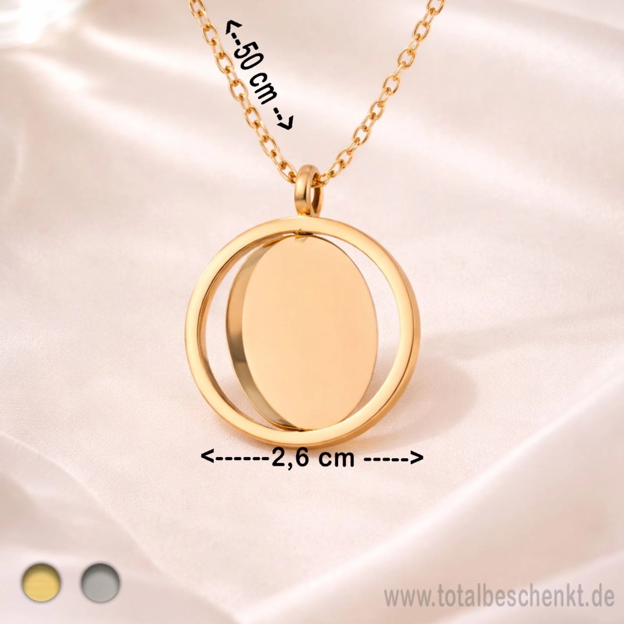 Frauen Kette drehbar Gold Maße