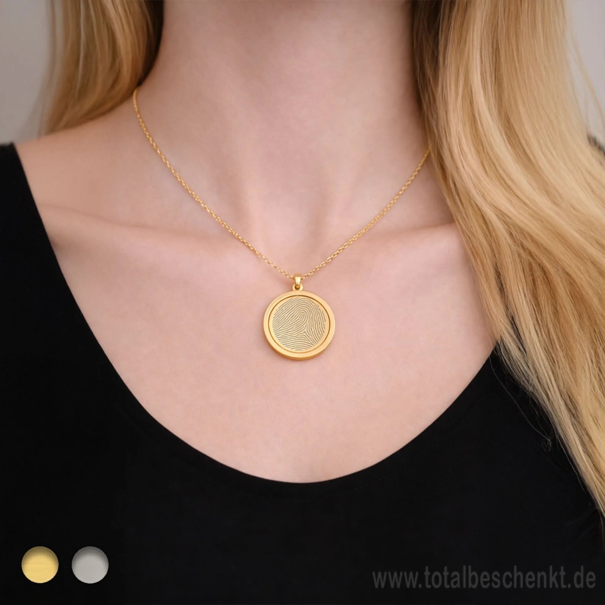 Frauen Kette drehbar Gold Fingerabdruck mit Model