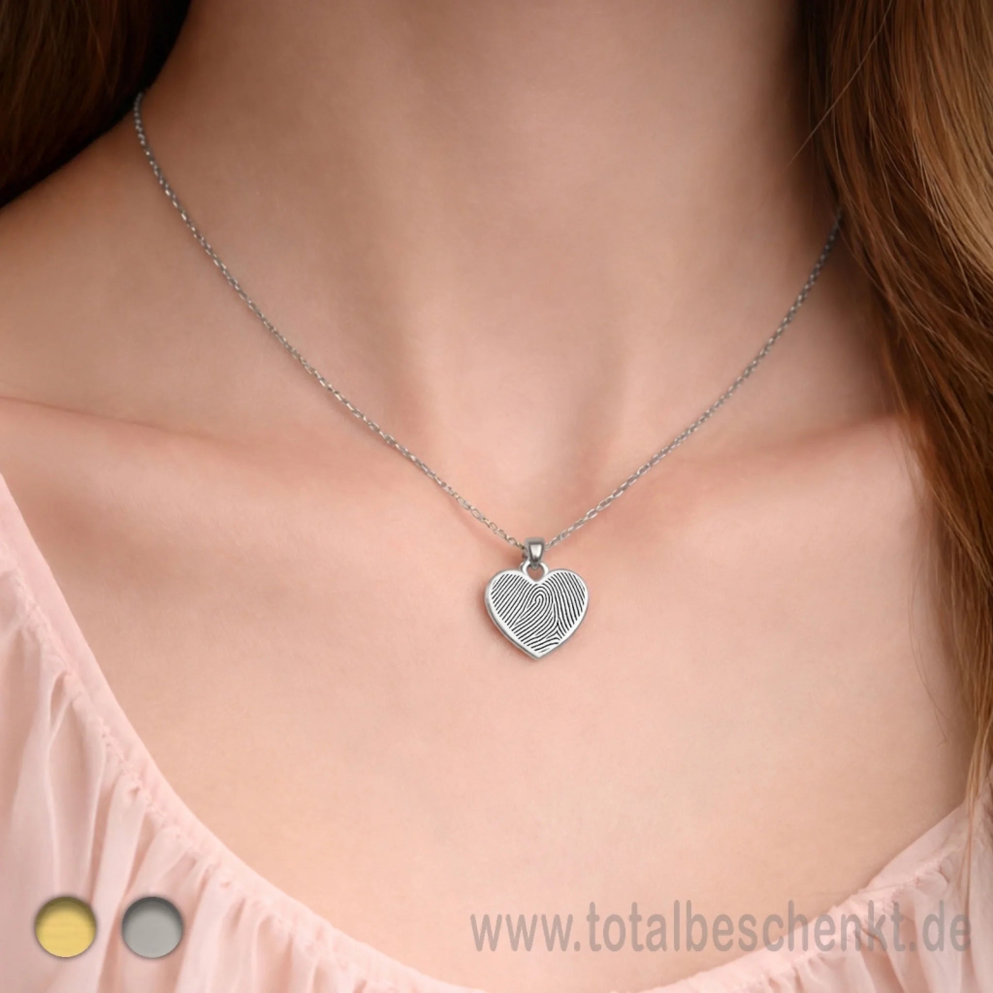 Herzkette Silber mit Fingerabdruck Model