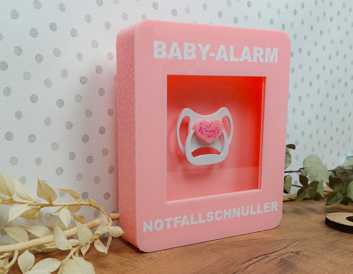 Notfallbox „Baby Alarm“ – Notfallschnuller (Rosa)