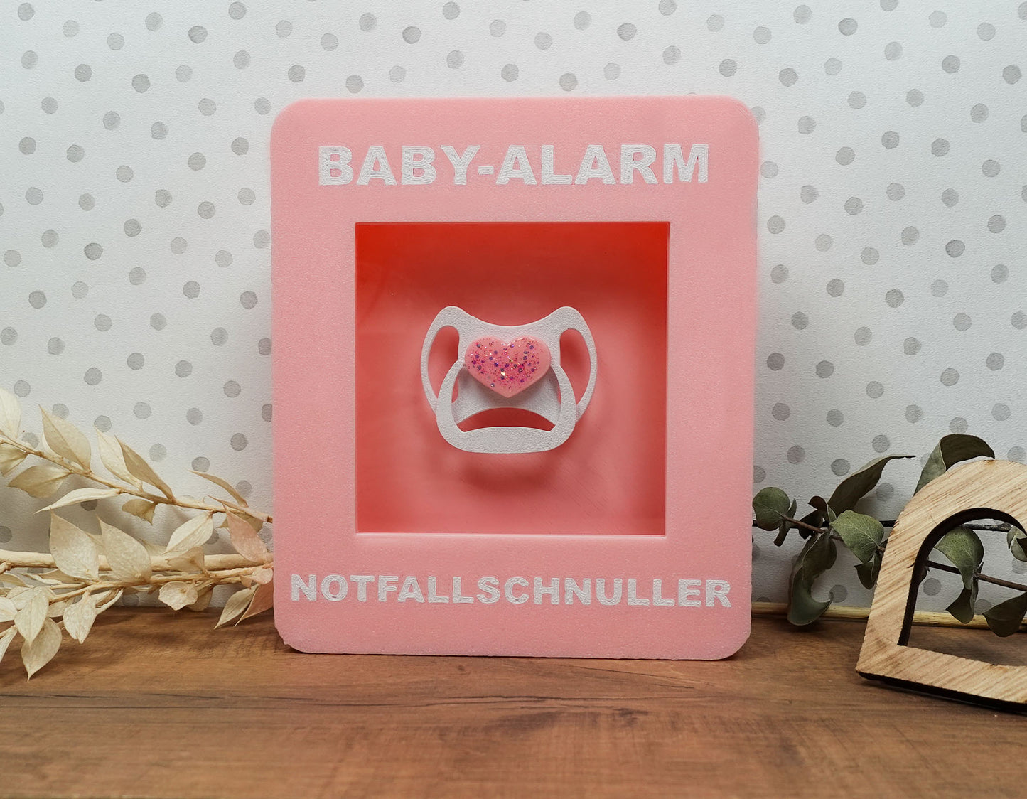 Notfallbox „Baby Alarm“ – Notfallschnuller (Rosa)