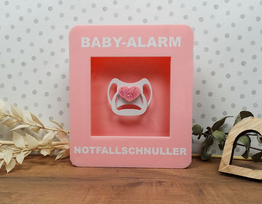 Notfallbox „Baby Alarm“ – Notfallschnuller (Rosa)