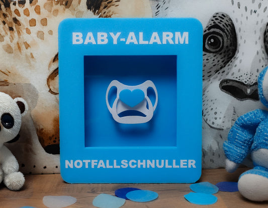 Notfallbox „Baby Alarm“ – Notfallschnuller (Blau)