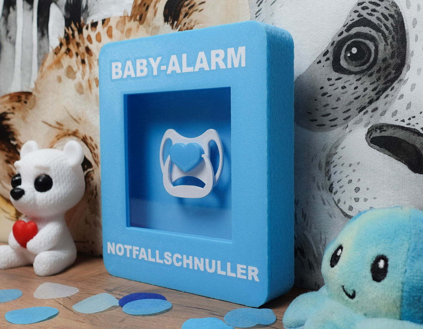 Notfallbox „Baby Alarm“ – Notfallschnuller (Blau)